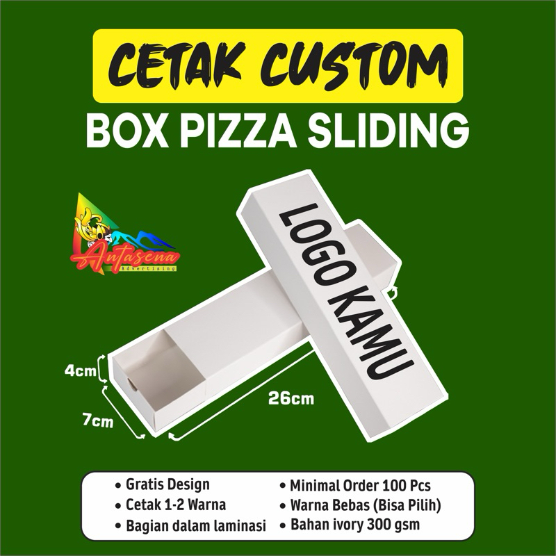 

Sablon / Cetak Custom Kardus Box Pizza Panjang Sliding || Bahan Laminasi Bagian Dalam || Gratis Desain