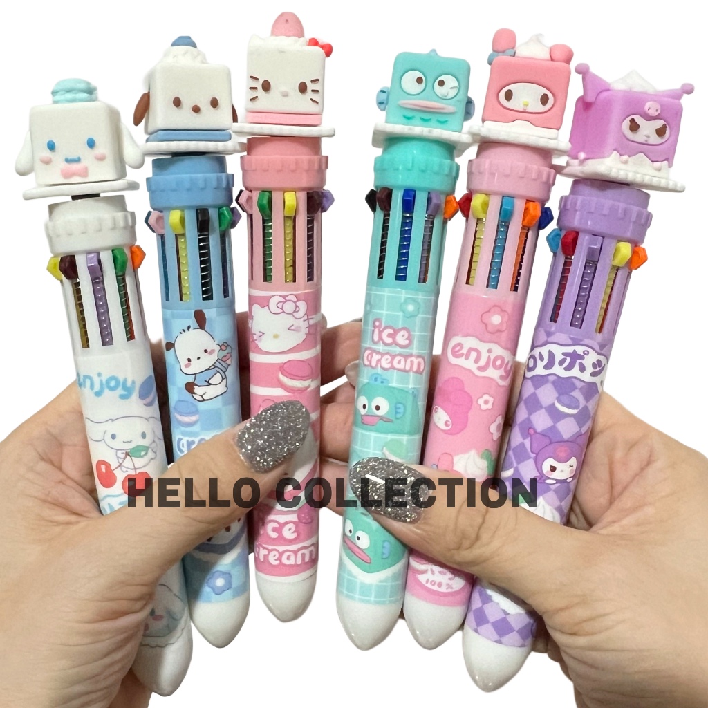 

Pen Anak 10 Warna Cinnamoroll Hello Kitty My Melody Kuromi Pulpen Gel Cetek 3D Lucu Karakter Kartun 0.5mm