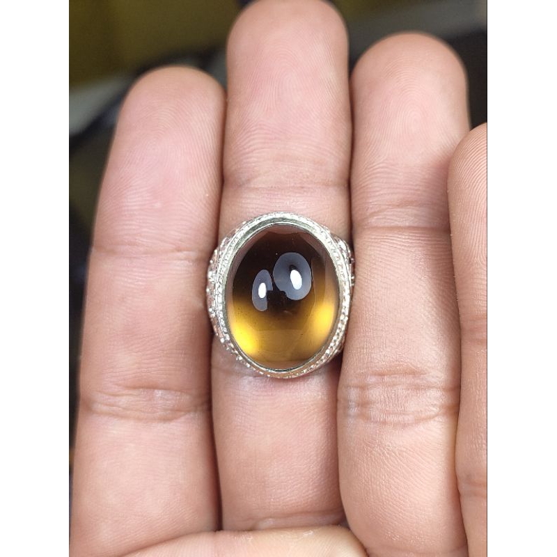 CINCIN BATU AKIK NATURAL SMOKY QUARZT SOLAR SOLOK SELATAN KODE 03297