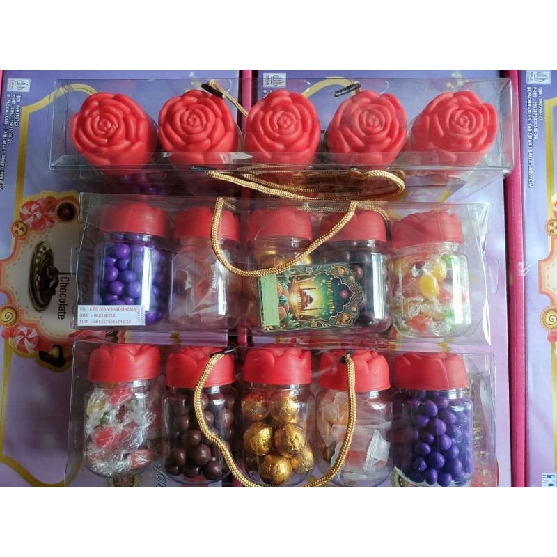 

Hampers Permen Coklat Candy Rose Tas Mika 5 Rasa