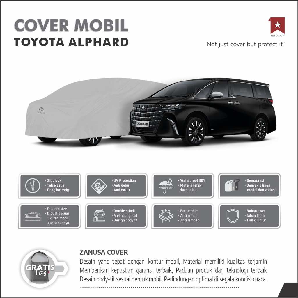 BODY COVER  MOBIL TOYOTA ALPHARD, SELIMUT MOBIL TOYOTA ALPHARD, SARUNG MOBIL TOYOTA ALPHARD