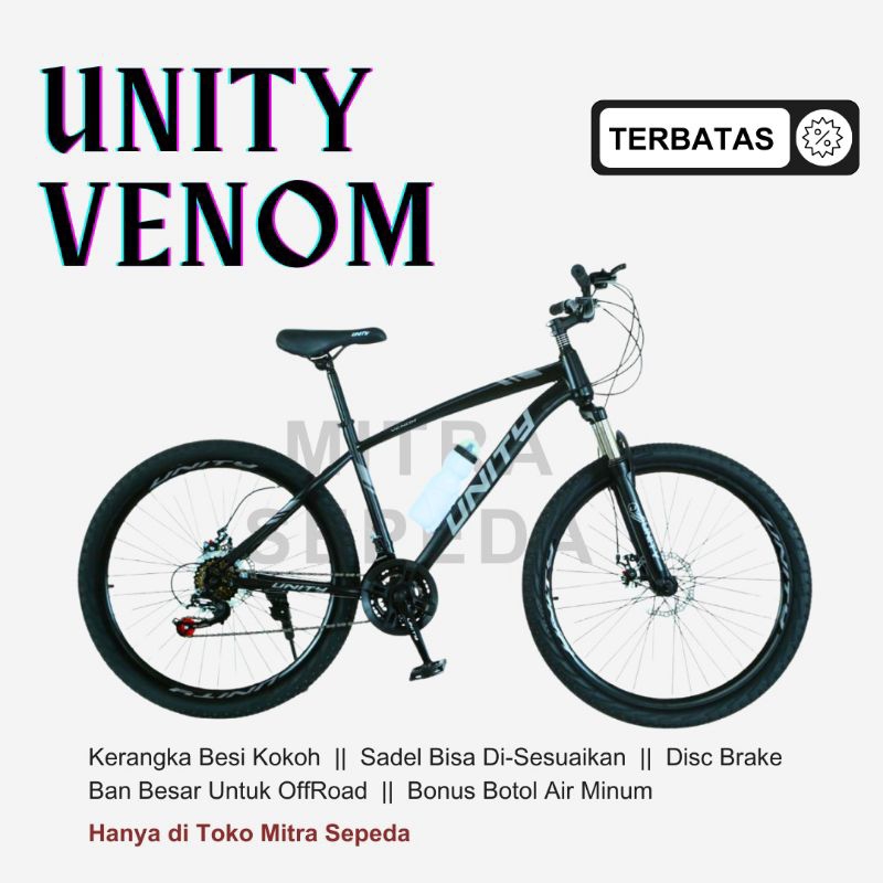 Free Botol Sepeda Gunung MTB Unity Venom 26 Inch 21 Speed