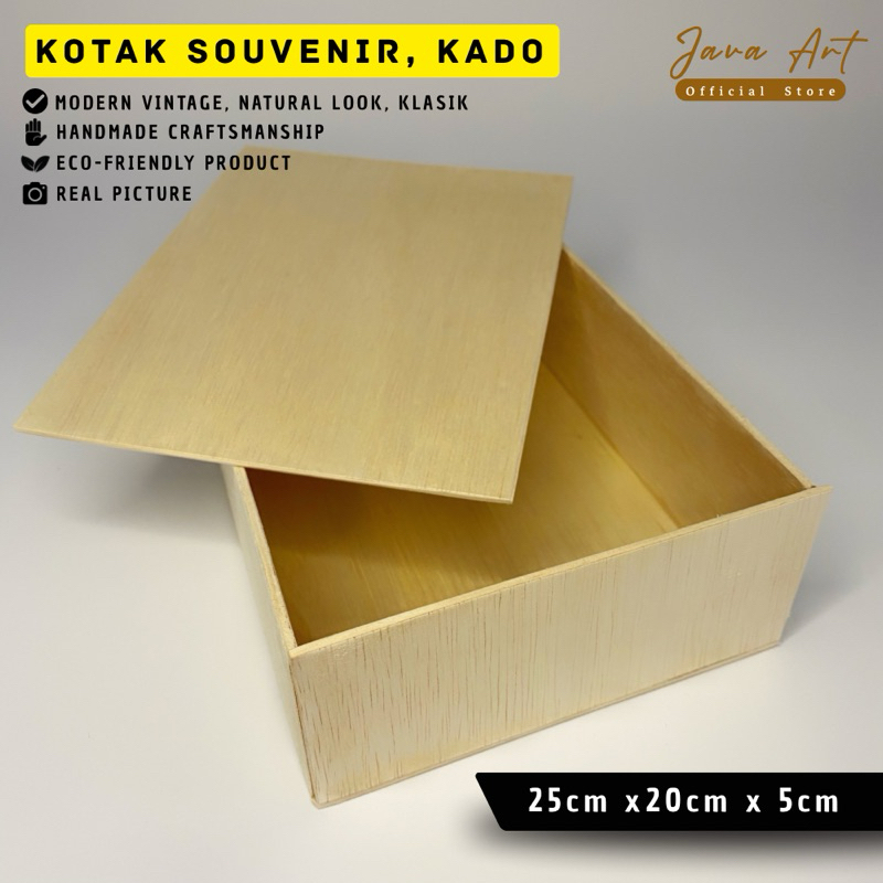 

WOOD BOX KOTAK KAYU SOUVERNIR PENYIMPANAN KLASIK, UKURAN 25cm × 20cm × 5cm