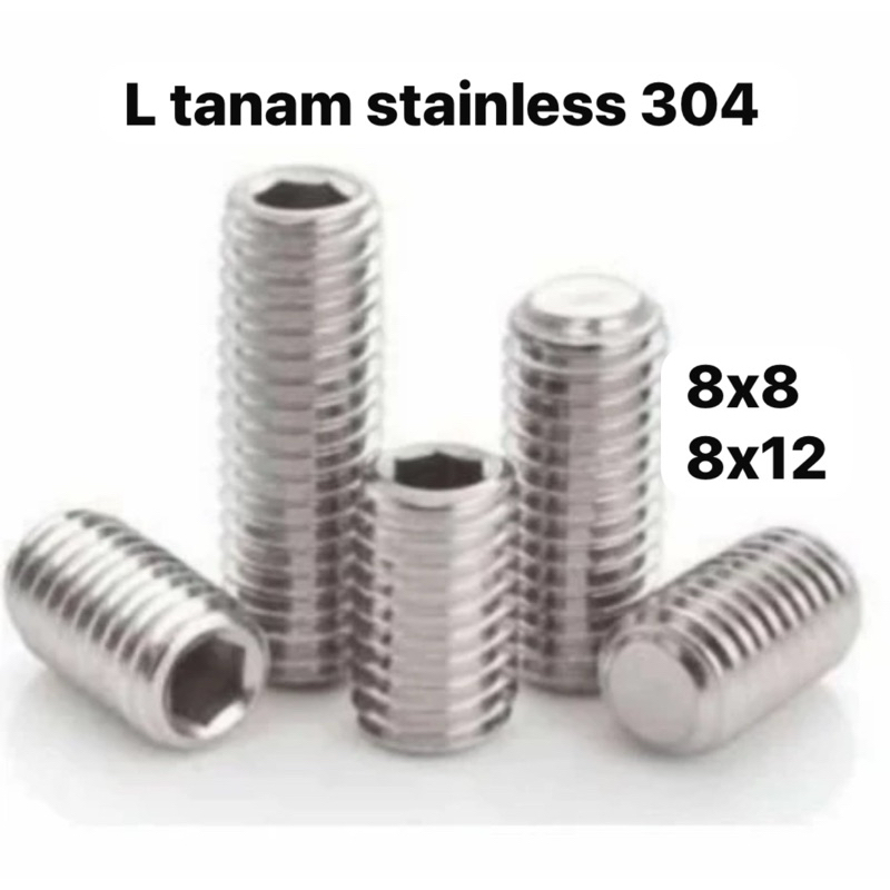 baut L tanam stainless M8x8 M8x12