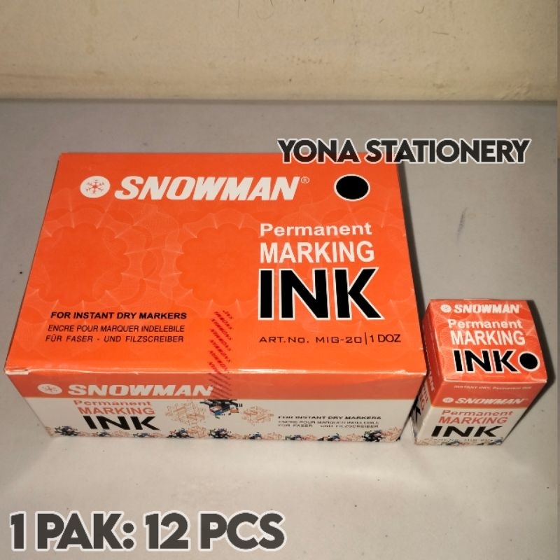 

Isi Spidol Permanen Hitam / Snowman Permanent Marking Ink MIG-20 | 1 Pak: 12 Pcs