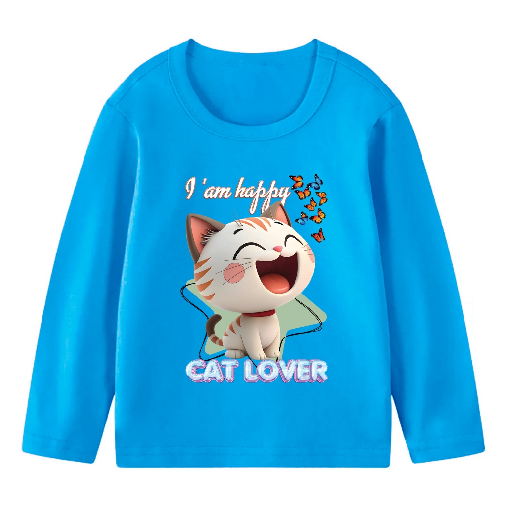 Atasan Panjang Baju Kaos Anak Anak Gambar CAT LOVER KUCING 3 Usia 1thn s/d 11 thn #BIP