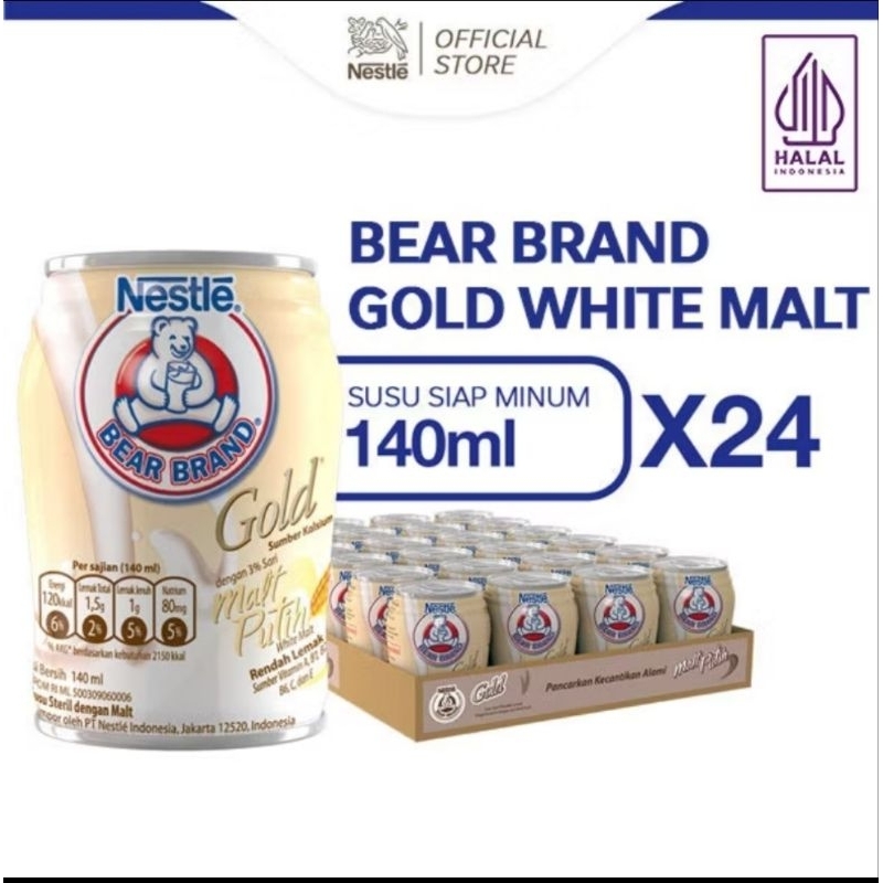 

Bear Brand Gold White Malt Susu Steril 140ml x 24 pcs