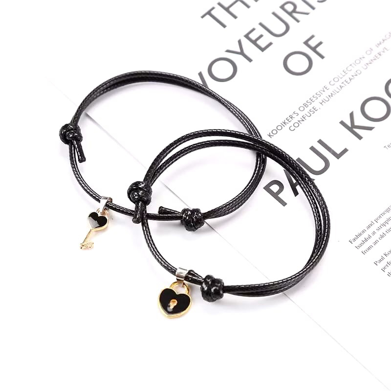 [COMELA] GELANG KUNCI LOVE COPLE | GELANG COUPLE LIONTIN GEMBOK LOVE KUNCI TALI KOREA | GELANG COUPL