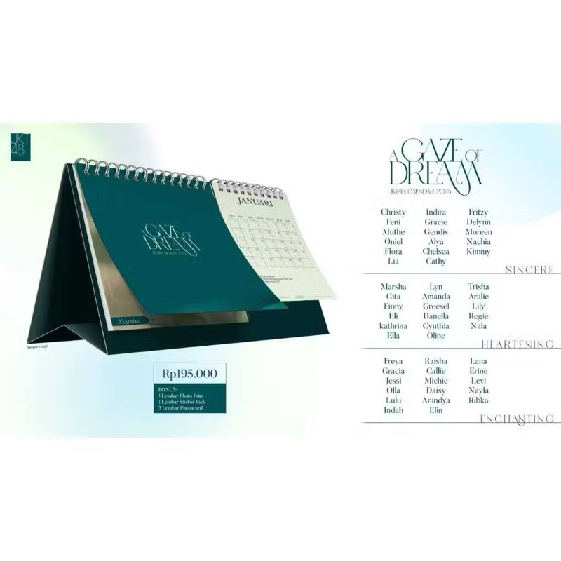 

Merchandise Calender 2025 A Gaze Of Dream (Heartening) JKT48 Offcial