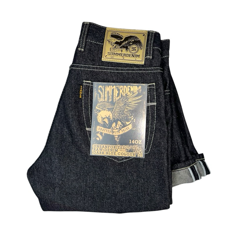 Summerdenim - Celana Panjang Jeans Pria Raw Denim Selvedge Accent -EAGLES 14oz- White Line