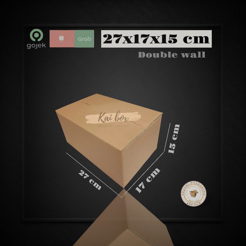 

kardus ukuran 27x17x15 cm box tebal double wall polos