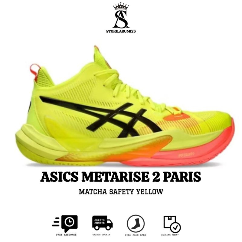 Sepatu Volly/Sepatu Running Asics Metarise 2 Paris Matcha Safety Yellow