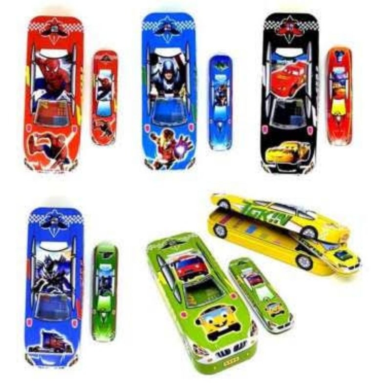 

25. Kotak Pensil Tingkat Mobil Warna Biru