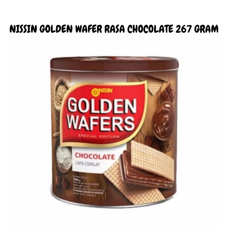 

NISSIN GOLDEN WAFER RASA CHOCOLATE/COKLAT KEMASAN KALENG 267 GRAM NYAstore