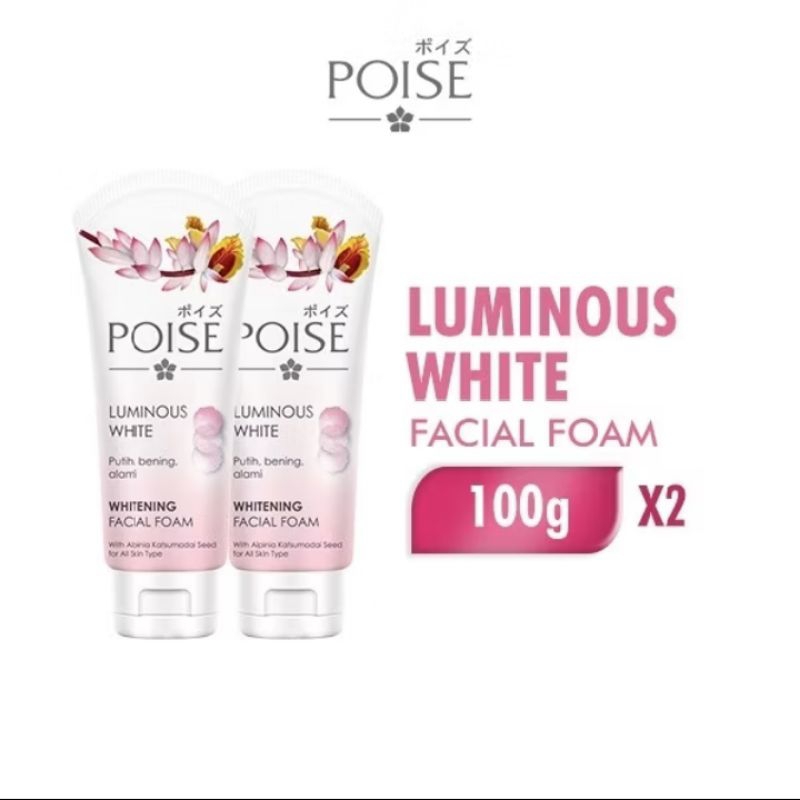 (Paket Isi 2) Poise Sabun Cuci Muka Facial Foam Luminous White 2 x 100gr