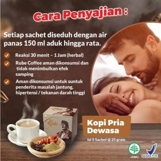 

KOPI RUBE ORIGINAL 100% ASLI 1 BOX ISI 5 SACHET COFFEE STAMINA AMAN TANPA EFEK SAMPING SUDAH BPOM
