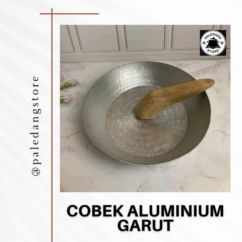 cobek alumunium + ulekan kayu  diameter 25cm dan 30cm