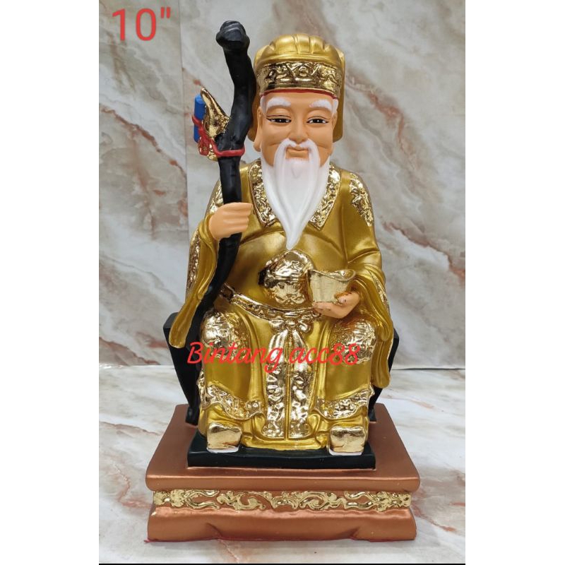patung dewa bumi / te cu kong / tutikong - emas - fiber - 10inch