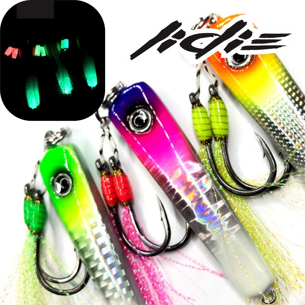metal jig 60 gram glow in the dark lengkap dengan mata kail