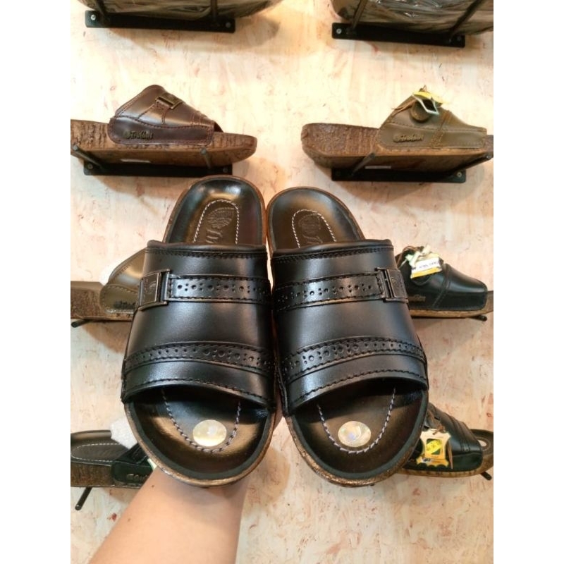 Sandal Kulit INDIAN 337 HITAM Original Made in Italy - Sandal Selop Kulit Indian 337 Black