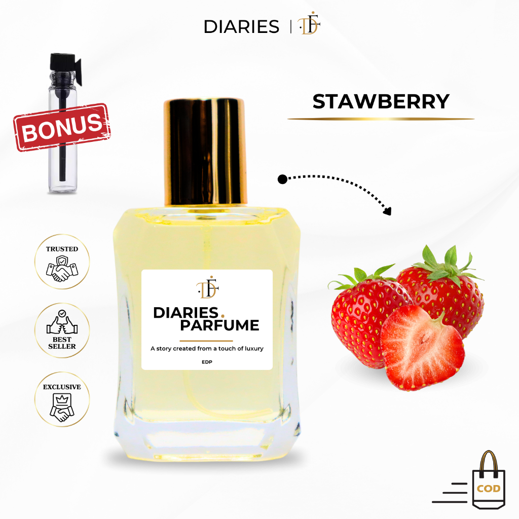 Diaries Parfum Pria Wanita Unisex Aroma BUAH STRAWBERRY – Wangi Manis Segar dan Tahan Lama Original