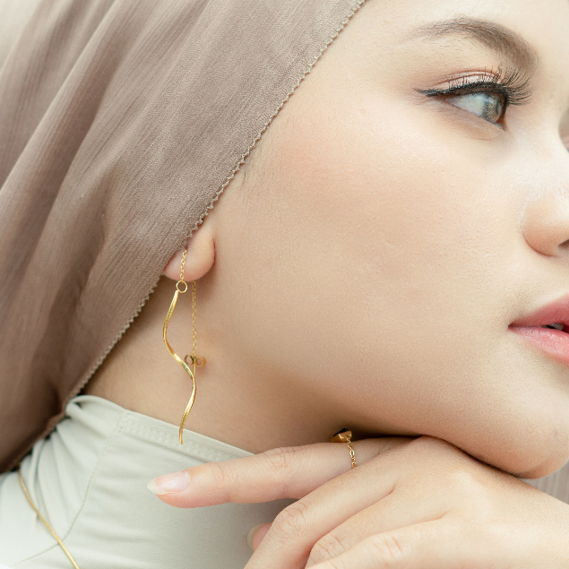 Kaia Earring - Anting Tusuk Panjang Wanita Titanium/Anti Karat