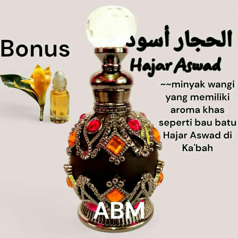 minyak wangi parfum Hajar Aswad Asli Kental Original Botol Merak 20 ML