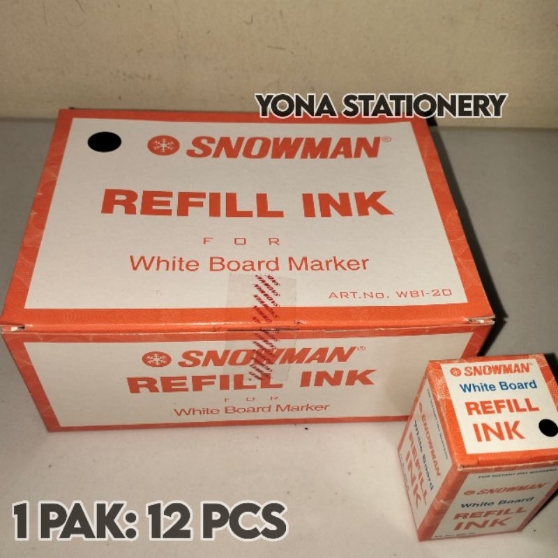 

Refill/Isi Tinta Spidol Whiteboard/Papan Tulis Snowman Aneka Warna: Hitam, Biru, Merah | WBI-20 | 1 Pak: 12 Pcs