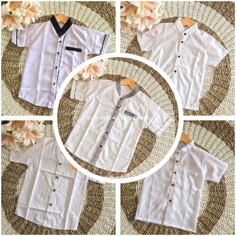 KODE R68U Safari Anak Bali  Baju Semi Safari Putih Anak ke Pura