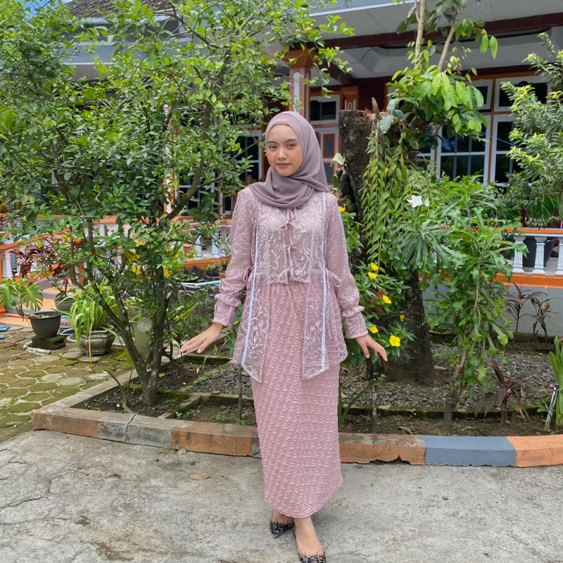 Reena Outer Pink Rose / Kebaya Lamaran / Atasan Brokat / Baju Kondangan / Outer Brokat