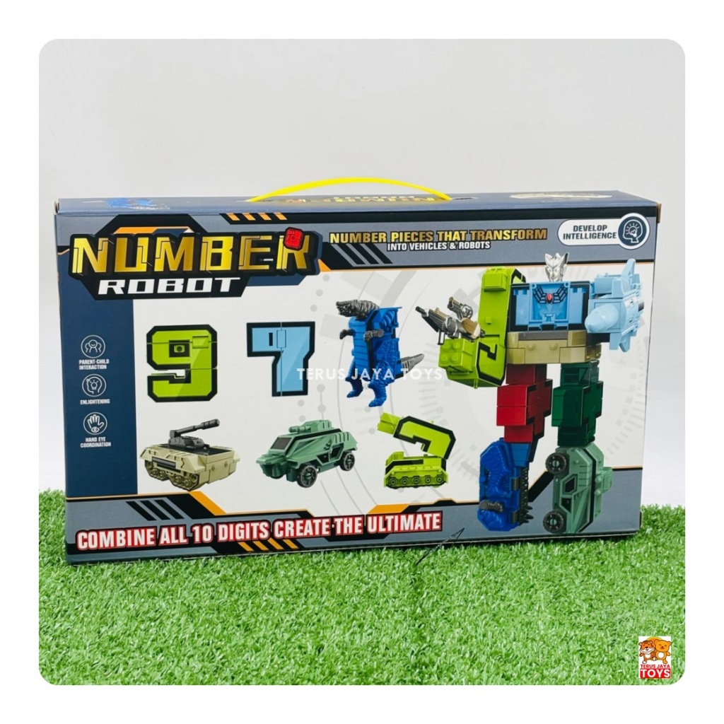 RB22 Mainan Robot Angka 0 Sampai 9 Bisa Digabung Jadi Robot Besar - Transformer Angka Robot
