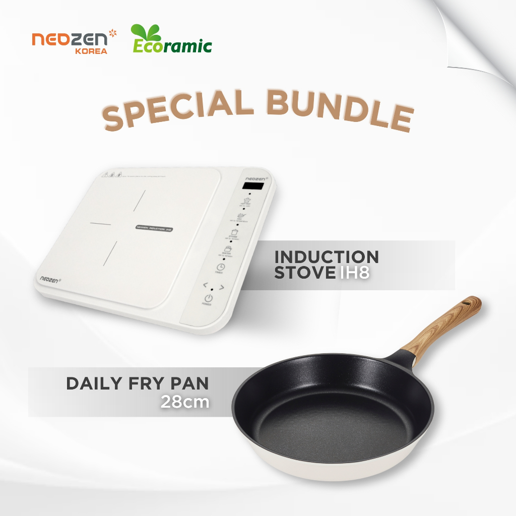 NEOZEN INDUCTION STOVE IH8 + ECORAMIC DAILY FRY PAN 28 - KOMPOR INDUKSI TANPA GAS - LOW WATT CEPAT M
