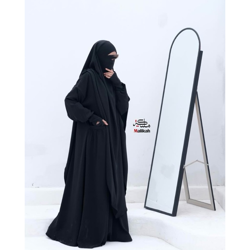 PL 1 Set Ajman Black Mina Anti UV dan FK by Abaya Malikah
