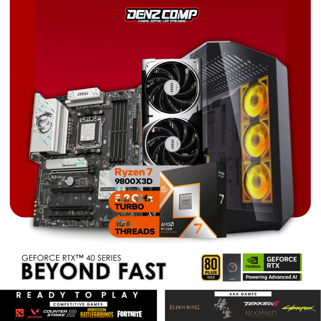 PC Gaming - AMD Ryzen 7 9800X3D | RTX 5070 TI 16GB | DDR5 32GB | NVMe 1TB | AIO 360 - New Rakitan PC