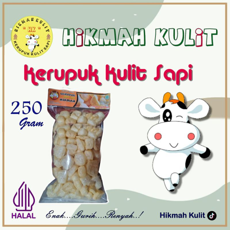 

HIKMAH - kerupuk kulit sapi original 100 gram / snack cemilan gurih renyah