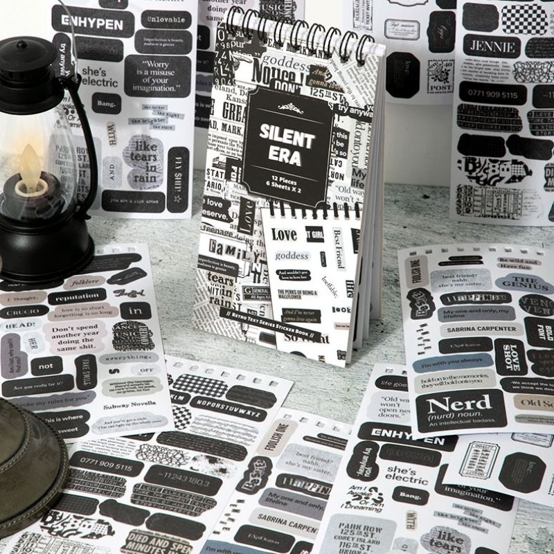 

1pcs retro text series sticker book jurnal diy