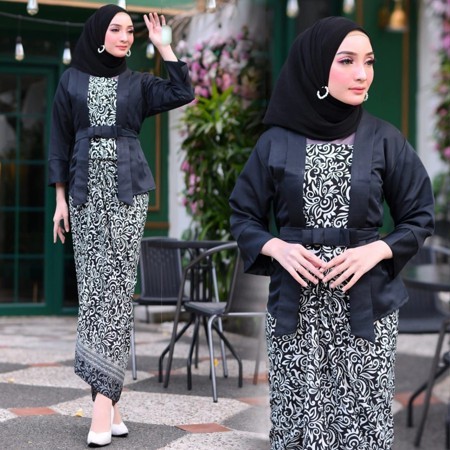Kebaya Elnira Hitam / Setelan Kebaya Modern Pilihan Warna