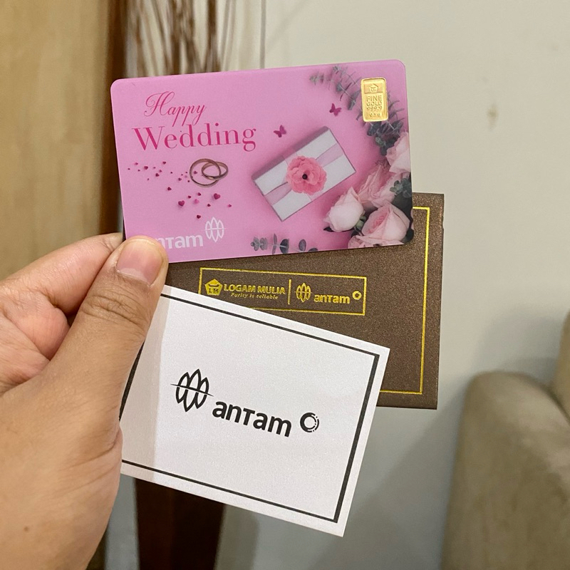 Antam 0.5 gram seri gift "Happy Wedding" plus amplo FREE BOX ANTAM EXCLUSIVE