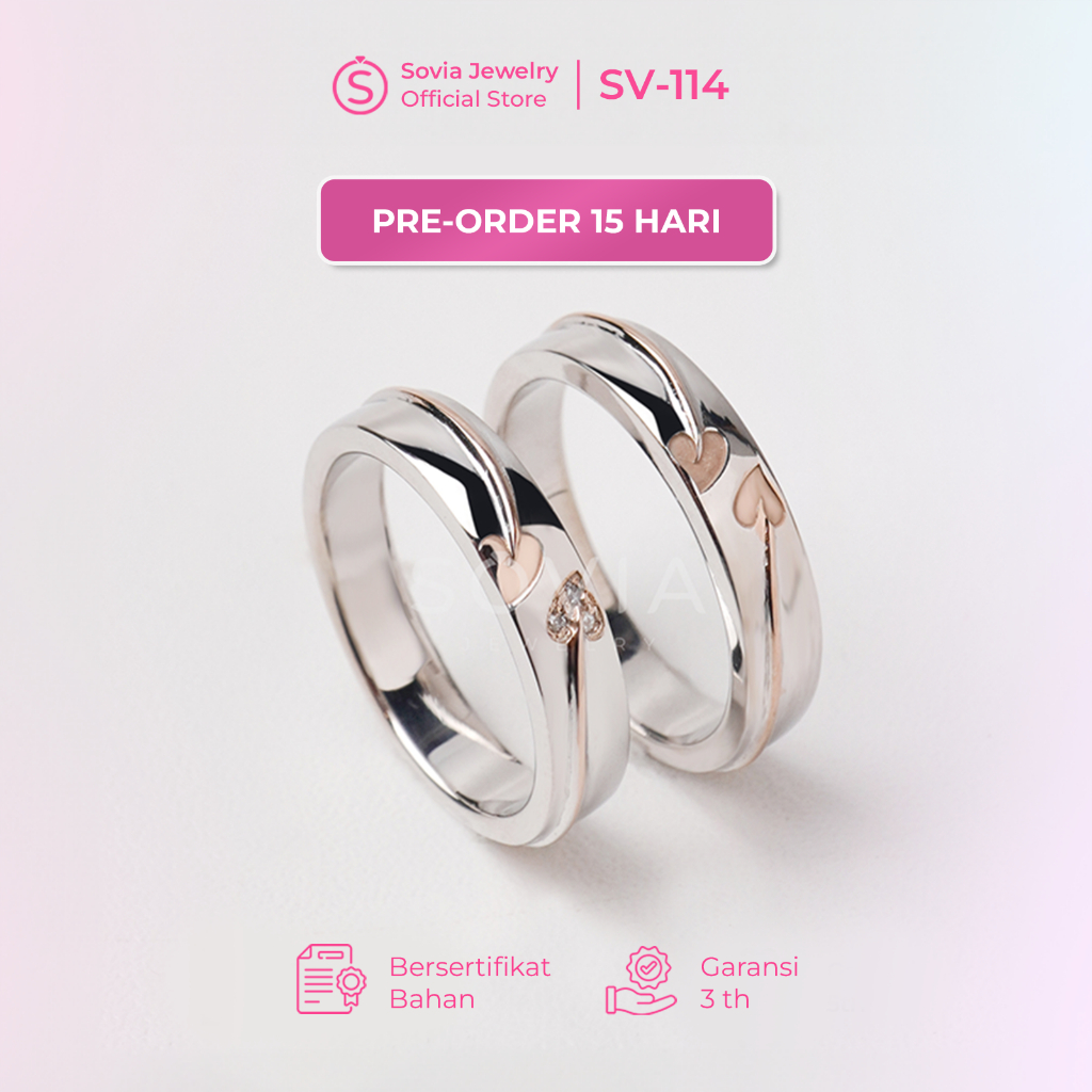 Sovia Jewelry Cincin Kawin Couple Bahan Perak Desain SV-114