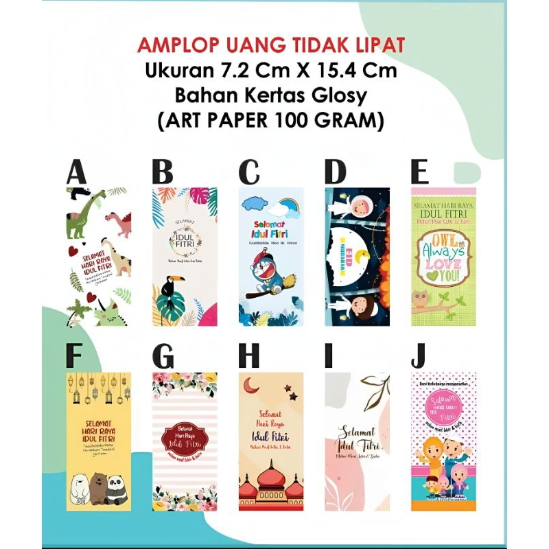 

Amplop Lebaran Jumbo (lembaran), Amplop Idul Fitri, amplop motif lucu dan berkarakter
