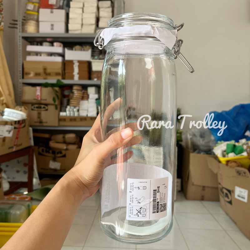 IKE4 Toples Kaca Bening Dengan Penutup Kedap Udara 2 Liter