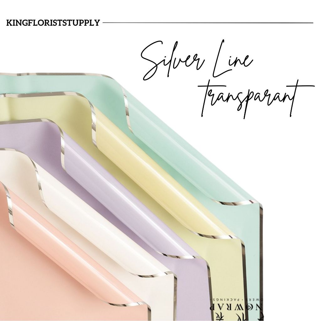 

Kertas Pembungkus Kado/Kertas Buket Bunga / Transparent Silver Line Flower Wrapping paper Cellophane