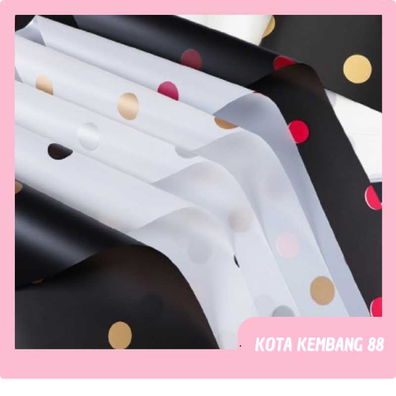 

20 LEMBAR Kertas Buket Bunga Motif Polkadot Korean Premium Cotton Waterproof Flower Wrapping KB093
