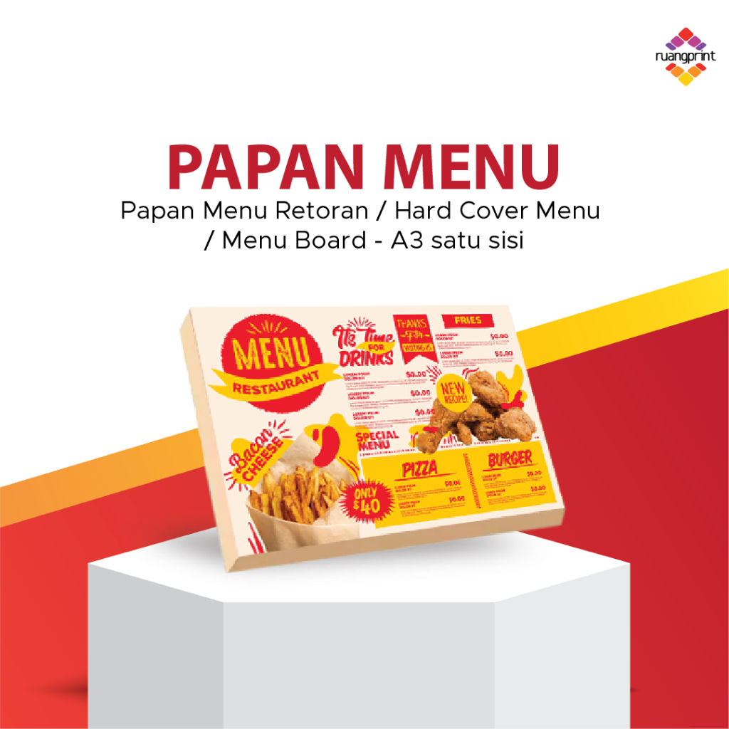 

Papan Menu Retoran / Hard Cover Menu / Menu Board - A3 satu sisi
