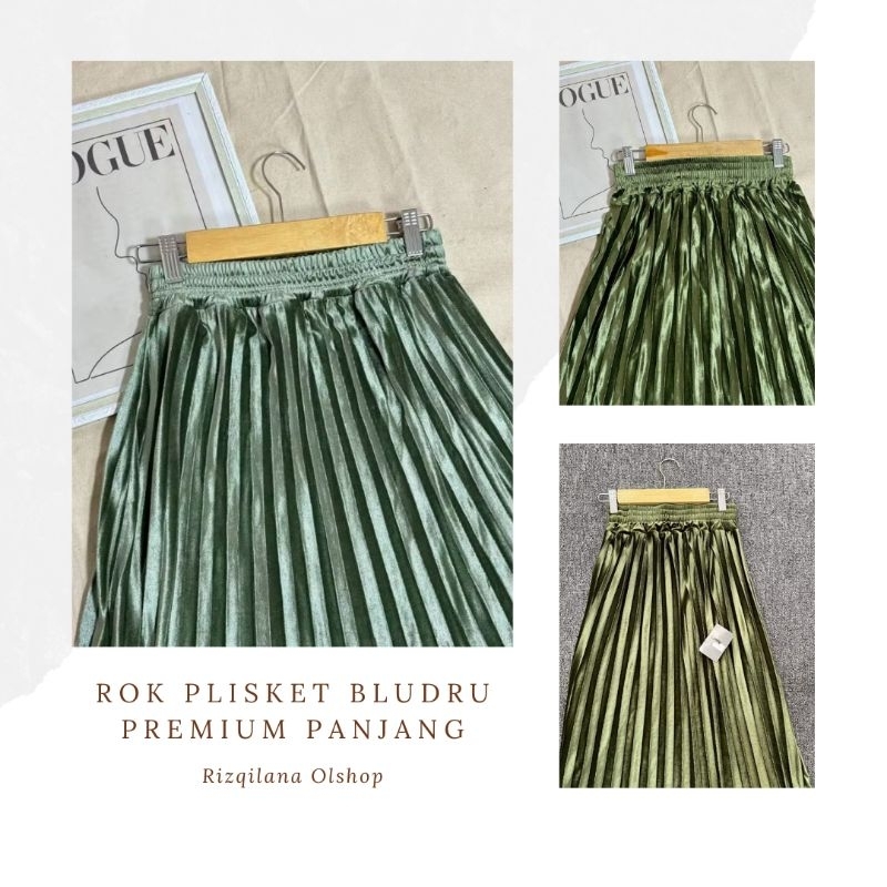 Rok Plisket Bludru Velvet Premium Import 7/8