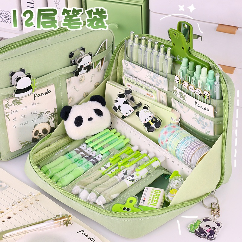 

kotak pensil 12 slot Tas Pensil kapasitas besar Tempat Pencil stationery organizer Pouch Tempat Alat Tulis Model Polos Bahan Kanvas Ukuran Jumbo Tas Pena