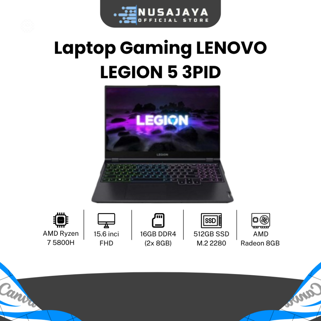 Laptop Gaming LENOVO LEGION 5 3PID Ryzen7 5800H 16GB 512GB RX6600M 8GB