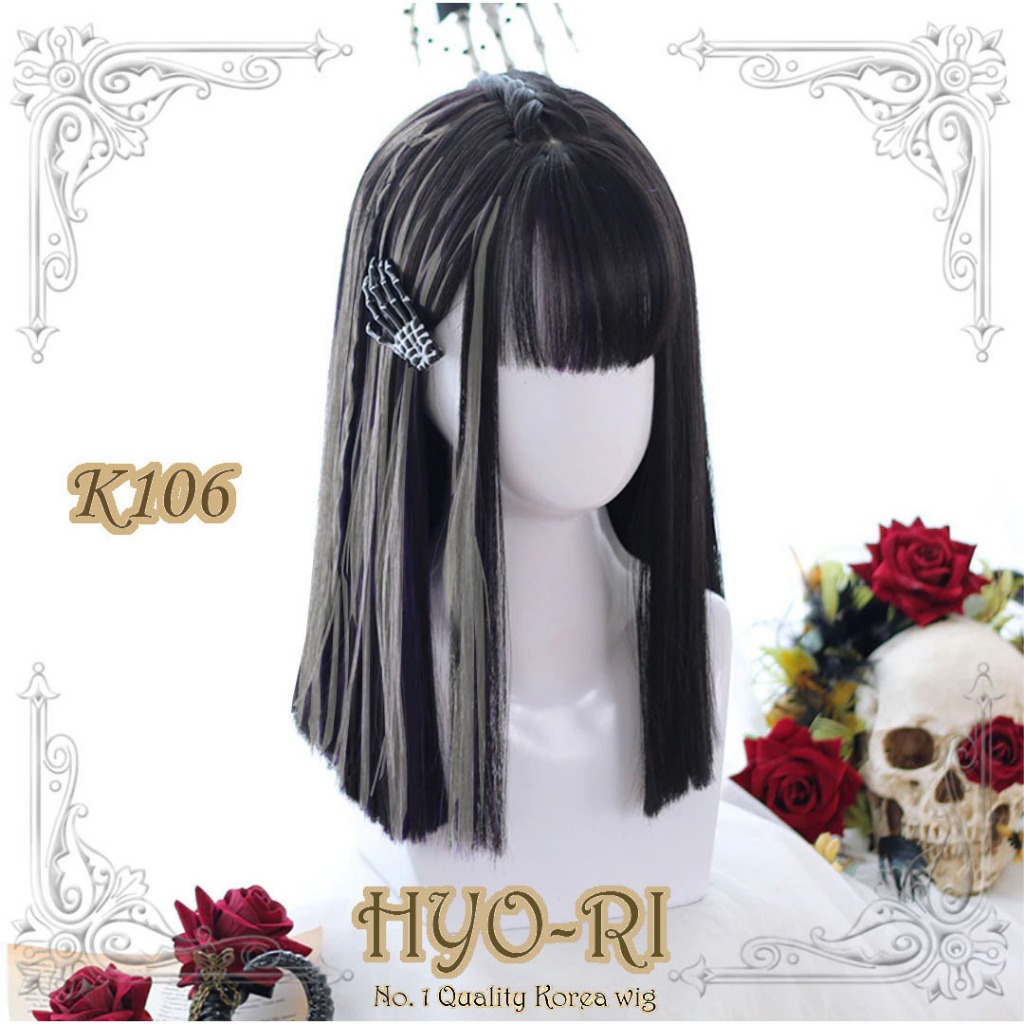 HYO-RI WIG : WIG COSPLAY ANIME WIG COSPLAY HIME WIG KOREA WIG CEWE CEWEK WANITA PENDEK LURUS TEBAL R