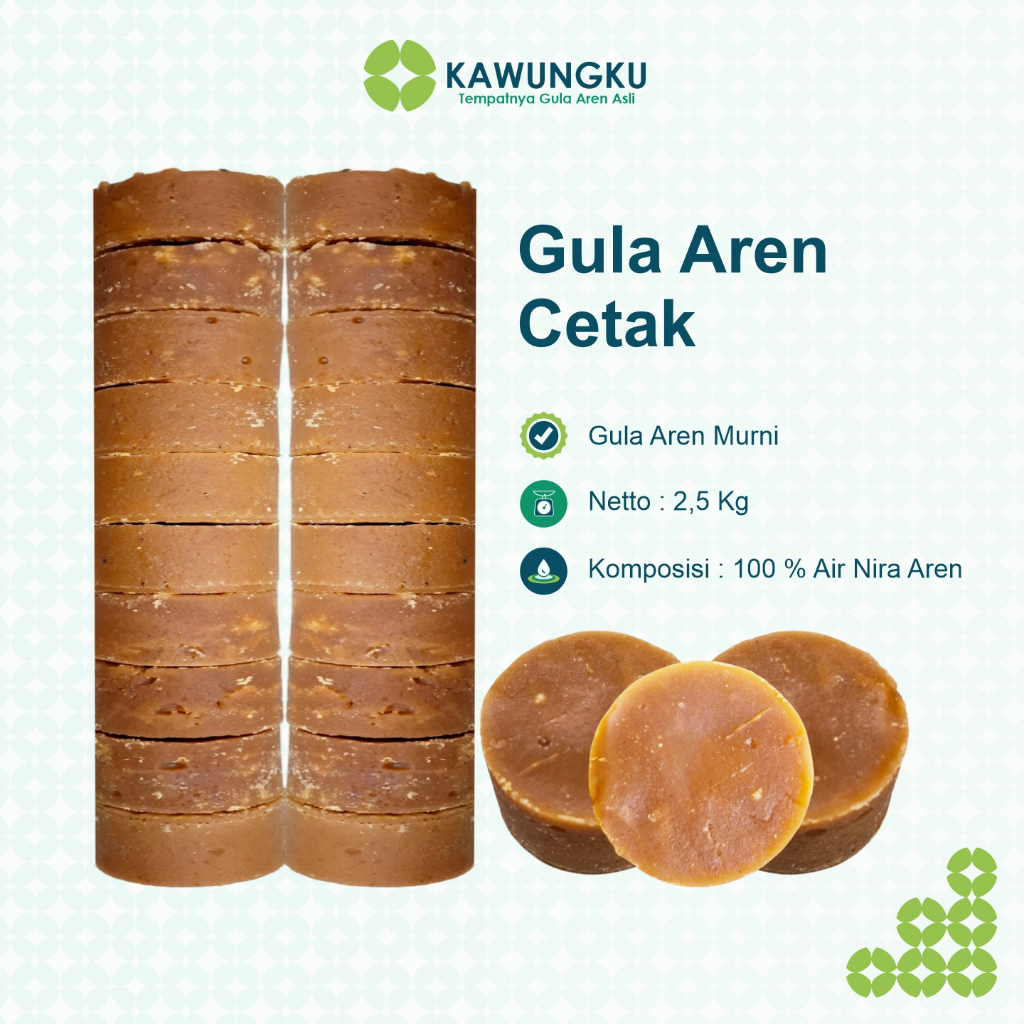 

Kawungku Gula Aren Cetak Asli Terbuat dari 100% Air Nira (2,5 Kg)