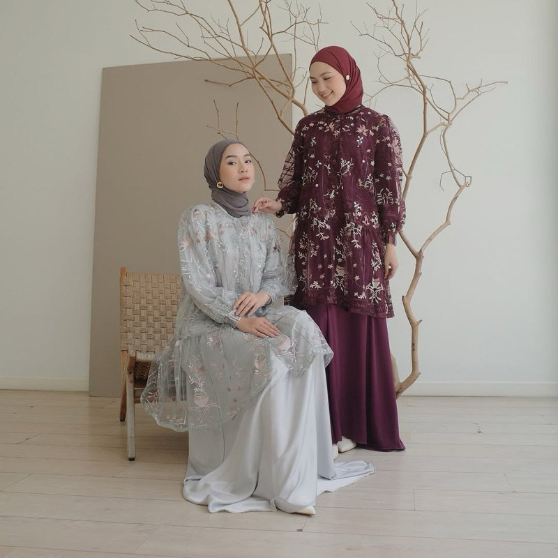 Orzasya Long Outer by Oclo (outernya saja tanpa inner) | Outer tunik brukat lace kondangan